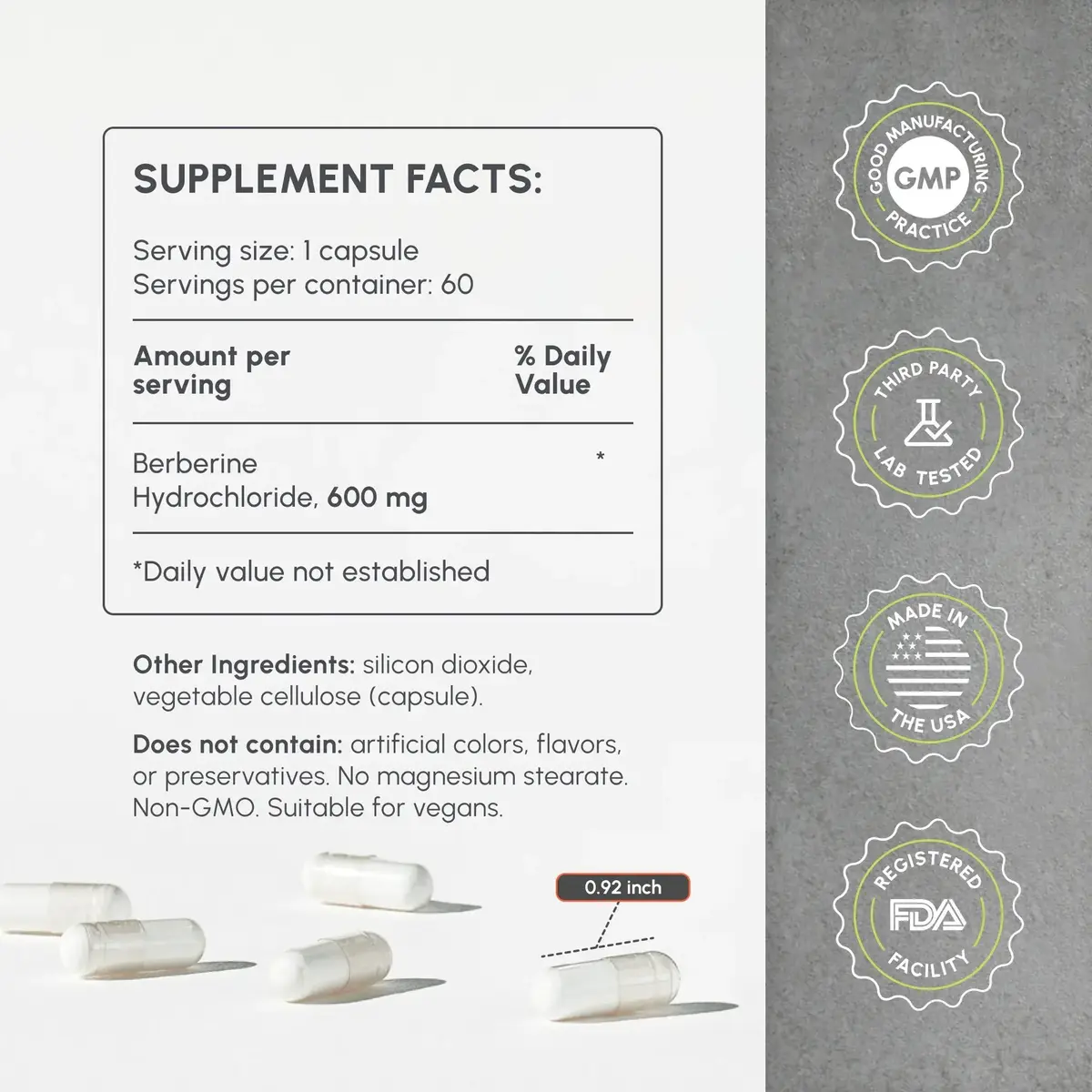 partiQlar Berberine Supplement Facts panel